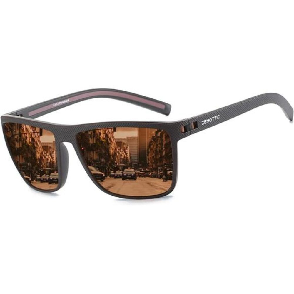 Mens Polarized Sunglasses UV400 Square Frame Lightweight TR90 Outdoor Sun Glasse